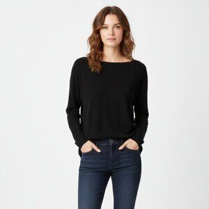 LORD & TAYLOR 424 Fifth Women's Sweater Top Spandex Nylon Knit Stretch Black